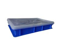 Cassetta Blu Porta Impasti con coperchio trasparente pizza focaccia pane 60x40x1