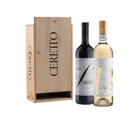 Cassetta Ceretto con Arneis Blangé e Nebbiolo Bernardina, 2 bottiglie da 0,75 ℓ, Cassetta di legno