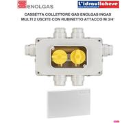 CASSETTA COLLETTORE GAS ENOLGAS 2 USCITE CON RUBINETTi M 3/4 completo di placca