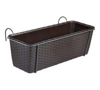 VASO FIORIERA CASSETTA BALCONIERA RATTAN BALCONE MARRONE BIANCA SUPPORTO