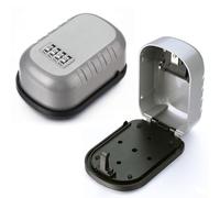 Cassetta con serratura a combinazione a 4 cifre, per uso interno ed esterno, montaggio a parete, con struttura in lega di alluminio, design impermeabile, 133 x 92 x 49 mm (argento)