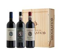 Cassetta da 3 bottiglie: Chianti Classico DOCG, Chianti Classico DOCG Riserva e Toscana IGT Contessa di Radda Geografico 3 bottiglie da 0,75 L, Cassetta di legno