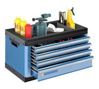 Cassetta degli attrezzi a 4 cassetti con serratura e chiavi, cassetta portautensili portatile con piano di lavoro multifunzionale, con fodera per cassetti e fori di collegamento, impilabile con