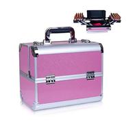 Cassetta degli attrezzi Cassetta degli attrezzi Cassetta degli attrezzi Valigetta per il trucco Scatola per cosmetici professionale Scatola per il trucco portatile in alluminio con 4 vassoi piegh