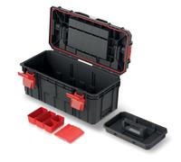 Cassetta degli attrezzi con divisori per attrezzi con impugnatura ergonomica, chiusura a morsetto in plastica, 55 x 25 x 26,4 cm