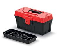 Cassetta degli attrezzi con manico ergonomico, coperchio robusto, chiusure a morsetto in ABS (360 x 193 x 186 mm, nero/rosso)