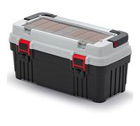 Cassetta degli attrezzi con pareti divisorie, manico ergonomico, coperchio robusto, chiusura a morsetto in ABS, 540 x 278 x 269 mm (lunghezza x larghezza x altezza)