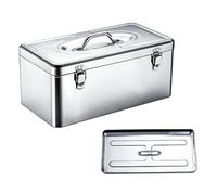 Cassetta Degli Attrezzi in Acciaio Inossidabile, Contenitore Portatile for Impieghi Gravosi, Disponibile Nei Modelli a 1 o 2 Ripiani, Ideale for L'auto(2 Layer 18.3x9.4x8.1in)