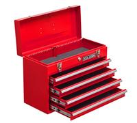 Cassetta degli attrezzi in metallo con 4 cassetti | Cassetta degli attrezzi portatile rosso e verniciato a polvere | Cassetta degli attrezzi con guida per cuscinetti a sfera e blocco automatico | per