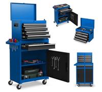 Cassetta degli attrezzi in metallo con 5 cassetti, parte superiore rimovibile, pannello forato e ganci, ripiano regolabile, carrello per l'organizzazione dell'officina