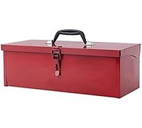 Cassetta degli attrezzi in metallo, portatile, a sbalzo, in ferro, con coperchio di bloccaggio e maniglie per il trasporto, per officina e artigianato