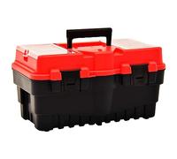 Cassetta degli attrezzi in plastica rossa con ripiani profondi, 462 x 256 x 242 mm, richiudibile, impilabile, con scomparto organizer per officina, garage, casa, artigiani e fai da te