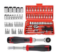 Cassetta degli attrezzi meccanica: kit completo di riparazione automobilistica, strumenti durevoli con finitura Chrome | Assortimento di chiavi a socket, caso di trasporto organizzato, utensili