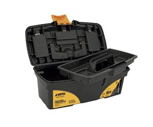 Cassetta degli attrezzi nera 16" 41 x 20.9 x 19.5 cm - Cassetta degli attrezzi vuota 2 organizzatori e porta attrezzi rimovibile VITO