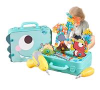 Cassetta degli attrezzi per bambini - Cassetta degli attrezzi di creatività per bambini | Strumento per trapano simulato di puzzle, cassetta degli attrezzi a vite versatile, giocattolo ju