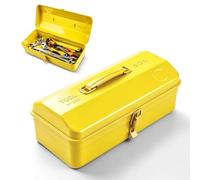 Cassetta degli attrezzi piccola vuota in metallo con coperchio, 37 x 16 x 12 cm, cassetta degli attrezzi portatile, in lamiera di ferro con maniglia e blocco, per riporre e trasportare attrezzi