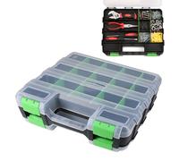 Cassetta degli attrezzi portatile | Organizzatore trasparente a 34 scomparti,Custodia per elettronica con coperchio trasparente, per perline viti, boccole ferramenta, punte per officina, garage