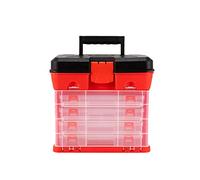Cassetta degli attrezzi Scatola a 4 strati Cassetta degli attrezzi in plastica Grande scatola da pesca Parti di viti Scatola portaoggetti Esche Vassoio accessori Organizzatori Maniglia portatile
