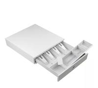 Cassetta dei contanti, Cassetto for contanti leggero Cassetto for registratore di cassa compatto che conserva in modo sicuro i contanti con 4 slot for banconote e 4 slot for monete(Bianco)