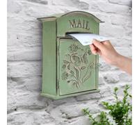 Cassetta della posta classica, stile retrò, per esterni, in metallo, resistente alle intemperie, per montaggio a parete, 27 x 10,5 x 31,2 cm, colore: verde