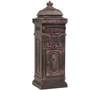 Cassetta delle lettere a colonna, in alluminio, stile vintage, antiruggine, bronzo, con serratura richiudibile, grande sportello a incastro, resistente alle intemperie, per giardino, ingresso, esterno