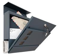 Cassetta delle lettere da parete antracite RAL 7016 con scomparto per giornali, resistente alle intemperie e antiruggine grazie alla verniciatura a polvere, cassetta delle lettere per montaggio a