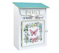 Cassetta delle lettere da parete decorativa per esterni e interni Stile antico Fascino nostalgico Decorazione per la casa con motivo floreale e farfalla Per ingresso e decorazione del giardino