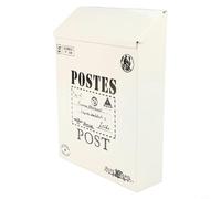 Cassetta delle lettere da parete in ferro con serratura, stile vintage, per esterni, resistente alle intemperie, grande capacità 29 x 22 x 6,5 cm, con 2 chiavi, bianco (bianco)