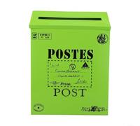 Cassetta delle lettere da parete in metallo, rustica e vintage, adatta per decorazioni per la casa e oggetti di scena fotografici, struttura in ferro resistente (verde)