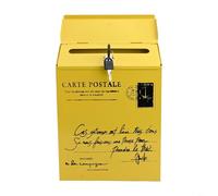 Cassetta delle lettere da parete stile vintage retrò, per giornali, impermeabile, per esterni, materiale in ferro (giallo)