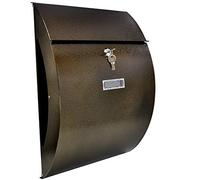 Cassetta delle lettere di design, con scomparto per giornali, bronzo anticato, grande, elegante, in lamiera zincata, 3 chiavi, formato