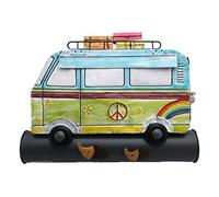 Cassetta delle lettere e della posta in metallo dipinto, con contenitore a tubo per i giornali, formato A4 (modello: Hippie Bus bunt)