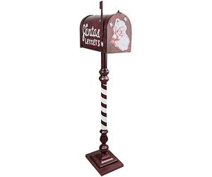 Cassetta delle Lettere iBuca delle Letterine Babbo Natale Postale in latta Americana Natalizia con Supporto in Legno h. 100 cm Vintage anni 50 con porticina apribile bandierina scritte a rilievo
