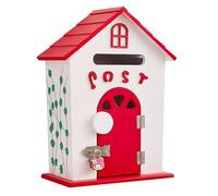 Cassetta delle lettere in legno, montaggio a parete, per interni creativi, per sala consultazione psicologica, cameretta dei bambini, asilo, casa e ufficio (rosso)