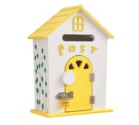 Cassetta delle lettere in legno, montaggio a parete, per interni creativi, per sala consultazione psicologica, cameretta dei bambini, asilo, casa e ufficio (giallo)