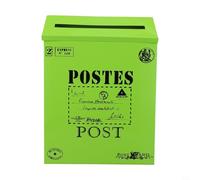Cassetta delle lettere in metallo stile vintage con design europeo rustico per la decorazione della casa e oggetti di scena fotografici, adatta per installazione a parete (verde)