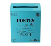 Cassetta delle lettere in metallo vintage in stile rustico europeo, decorativa e funzionale per la casa e oggetti di scena fotografici, colore blu