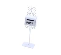 Cassetta delle lettere in miniatura per casa delle bambole in ferro europeo, accessorio per casa delle bambole e cortile, bianco, 3,5 x 2,5 x 12,5 cm