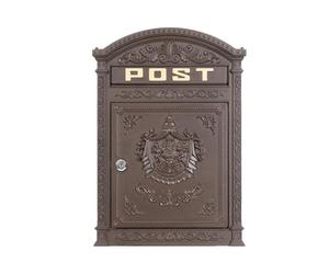 Cassetta delle lettere marrone in stile antico in alluminio pressofuso per montaggio a parete nostalgia formato standard per lettere fino a grandi lettere