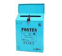 Cassetta delle lettere per la casa, cassetta delle lettere con nome della casa, cassetta delle lettere personalizzata per esterni, stile rustico e creativo, montaggio a parete (blu)