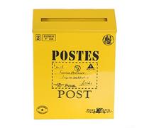 Cassetta delle lettere rustica europea in metallo con design vintage per montaggio a parete, aggiunge carattere alla decorazione della casa e alle impostazioni fotografiche, struttura in ferro (giallo