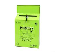 Cassetta delle lettere vintage con serratura a parete con struttura in ferro impermeabile, design retrò, grande capacità per posta e giornali, include 2 chiavi (verde)