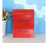 Cassetta delle lettere vintage in metallo da parete, design rustico per decorazione domestica, oggetti di scena fotografici e uso esterno, 29 x 22 x 6 cm, lettera in ferro (rosso)