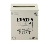Cassetta delle lettere vintage in metallo, stile rustico, montaggio a parete, per uso esterno, decorazione per la casa e oggetti di scena fotografici, 29 x 22 x 6 cm (bianco)