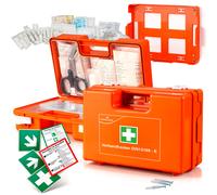 Cassetta di pronto soccorso conforme alla norma DIN 13169:2021, cassetta aziendale con supporto a parete, kit sanitario da 166 pezzi, per aziende da 50 persone in su