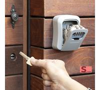 InnovaGoods - Cassetta di Sicurezza per Chiavi Esterno/Interno, 4 Cifre Combinazione Manuale, Resistente all'Acqua e Urti, Multiuso per Gioielli e Carte, Alluminio e Zinco, Grigio, Plastica