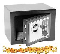 Cassetta di sicurezza elettronica digitale da 4,6 l, con chiave e password in acciaio resistente, con 2 chiavi per ufficio, casa, hotel, parete o pavimento, 17 x 23 x 17 cm, grigio
