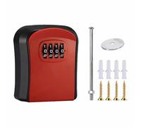 Cassetta di sicurezza per chiavi da parete, misura S, rossa, con combinazione a 4 cifre, resistente alle intemperie, per casa, garage, scuola