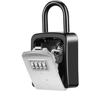 Cassetta di sicurezza per chiavi, da parete, resistente alle intemperie, con combinazione a 4 cifre, con 5 chiavi, con gancio rimovibile, per interni ed esterni, di piccole dimensioni, 9,3 cm (argento