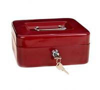Cassetta di sicurezza per contanti 20x16x9 cm con vassoio per monete interno. Include due chiavi - colore rosso